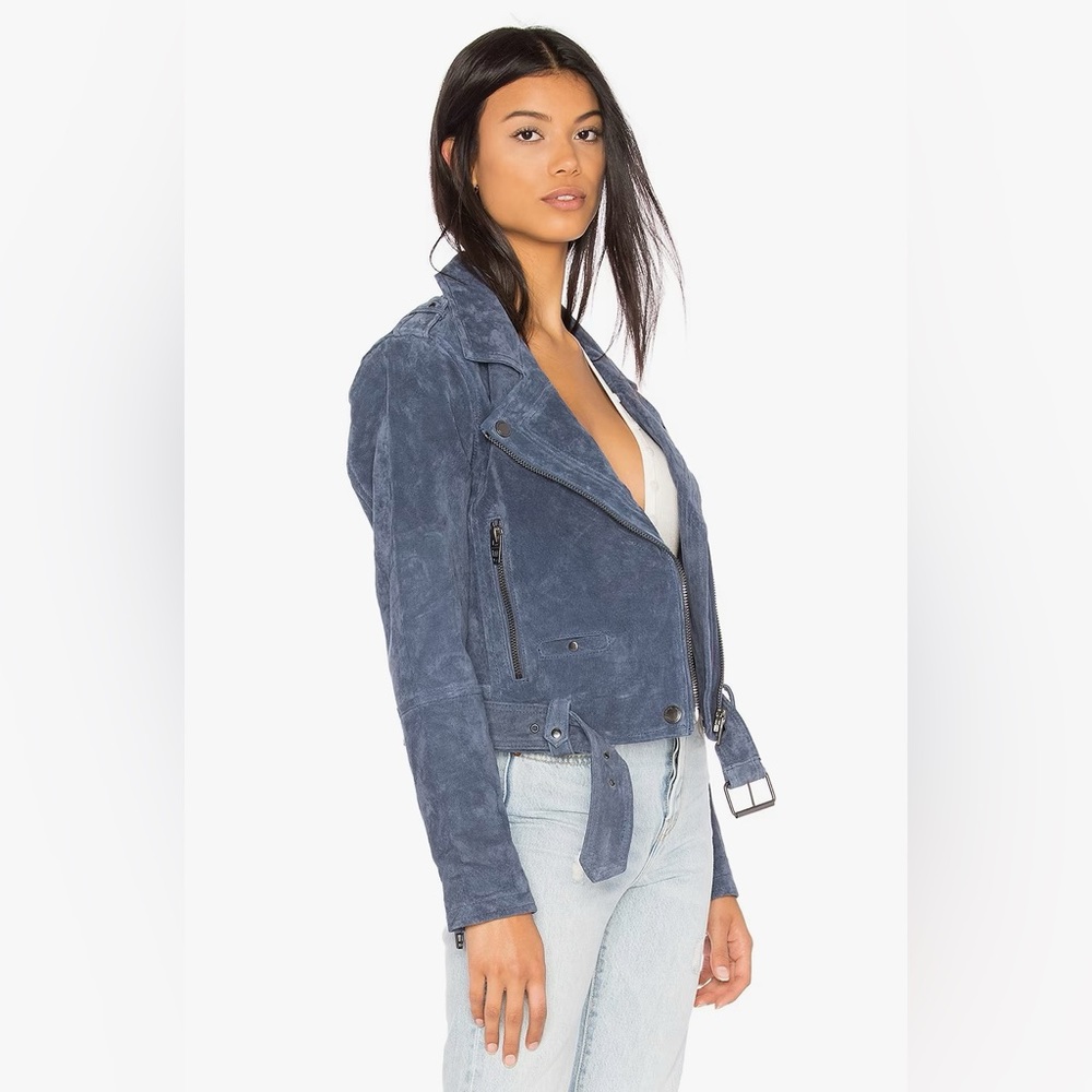 BLANK NYC Suede Moto Jacket in Slate Blue - Picture 2 of 14
